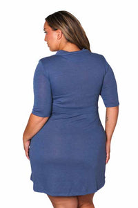 Women's Plus Half Sleeve Cowl Neck Mini Dress