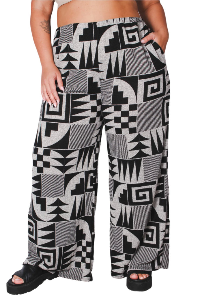 Women's Plus Wide Leg Printed Pants