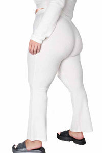 Women's Plus High Waist Straight Cut Waffle Knitted Pants