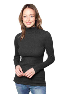 Women's Ribbed Turtle Neck Long Sleeve Top