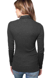 Women's Ribbed Turtle Neck Long Sleeve Top