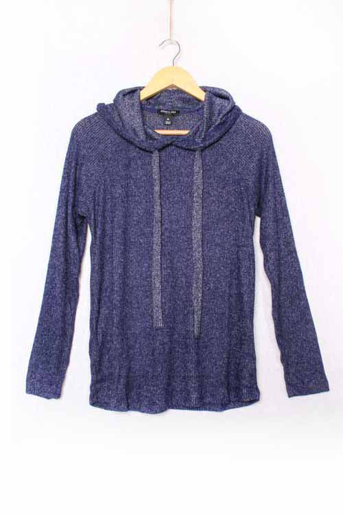 Women's Long Sleeve Ribbed Hoodie Pullover Sweater