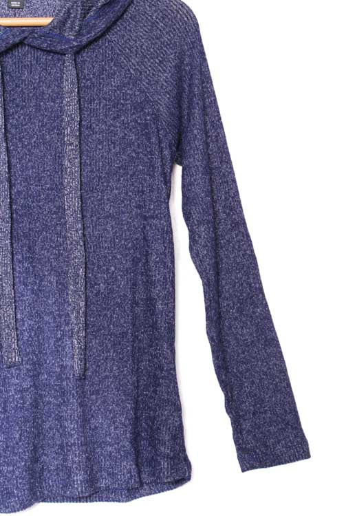 Women's Plus Long Sleeve Ribbed Hoodie Pullover Sweater
