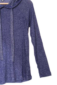 Women's Plus Long Sleeve Ribbed Hoodie Pullover Sweater