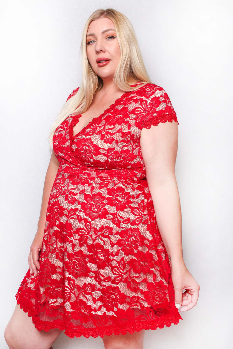 Women's Plus Size Bodycon Lace Dress