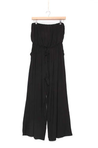 Women's Tube Cinch Waist Wide Leg Pocket Jumpsuit