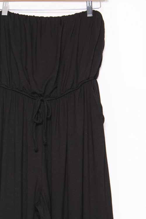 Women's Tube Cinch Waist Wide Leg Pocket Jumpsuit