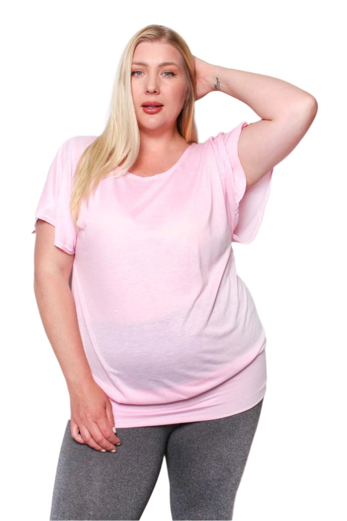 Women's Plus Short Sleeve Scoop Neck Tight Hem Top