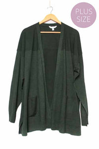Women's Plus Long Sleeve Open Front Lightweight Knit Cardigan