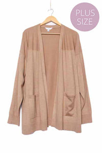 Women's Plus Long Sleeve Open Front Lightweight Knit Cardigan