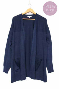 Women's Plus Long Sleeve Open Front Lightweight Knit Cardigan