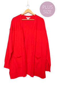 Women's Plus Long Sleeve Open Front Lightweight Knit Cardigan