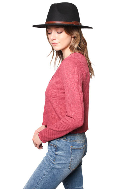 Women's Ribbed Tie Front Long Sleeves Cropped Cardigan