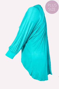 Women's Plus Dolman Sleeve V Neck Hi Low Hem Top