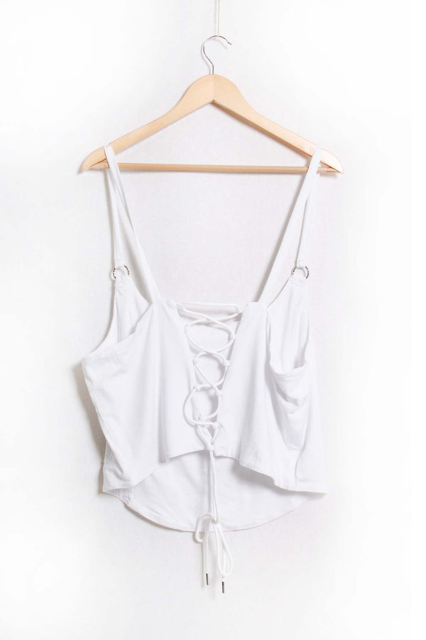 Women's Sleeveless Strappy Tie Back Crop Top