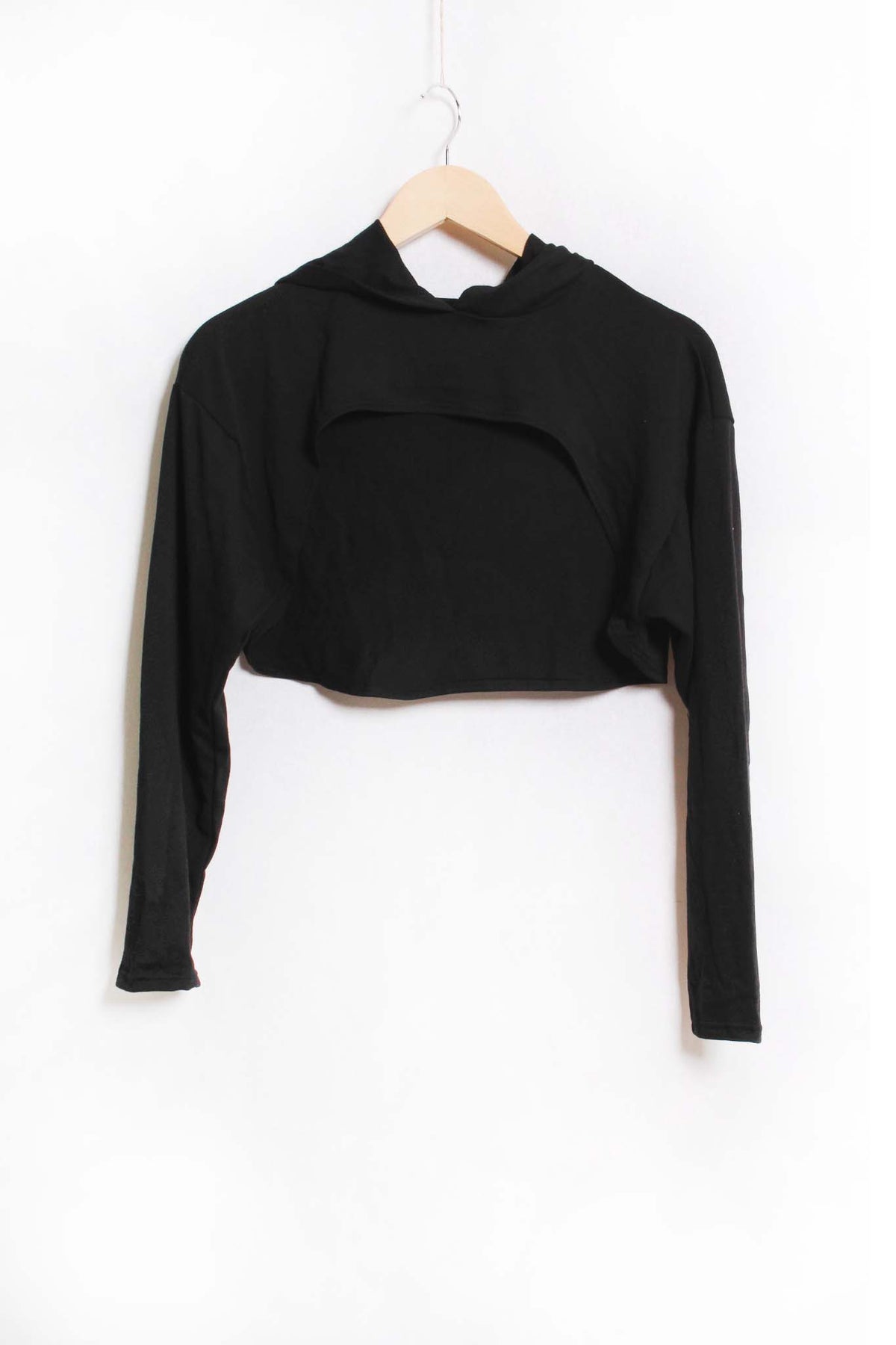 Women's Long Sleeve V Neck Solid Crop Top