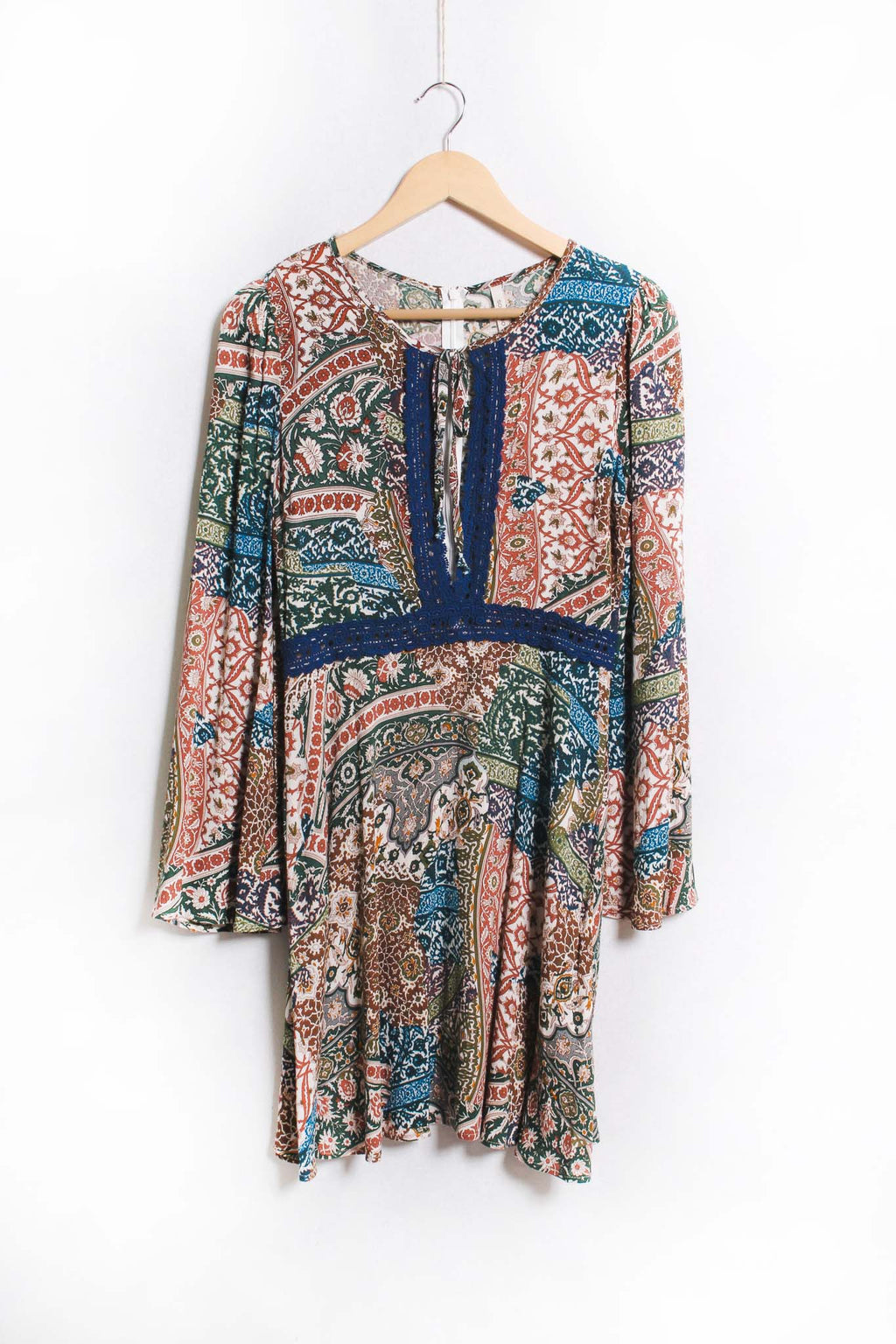 Women's Long Sleeve Embroidered Floral Print Mini Dress