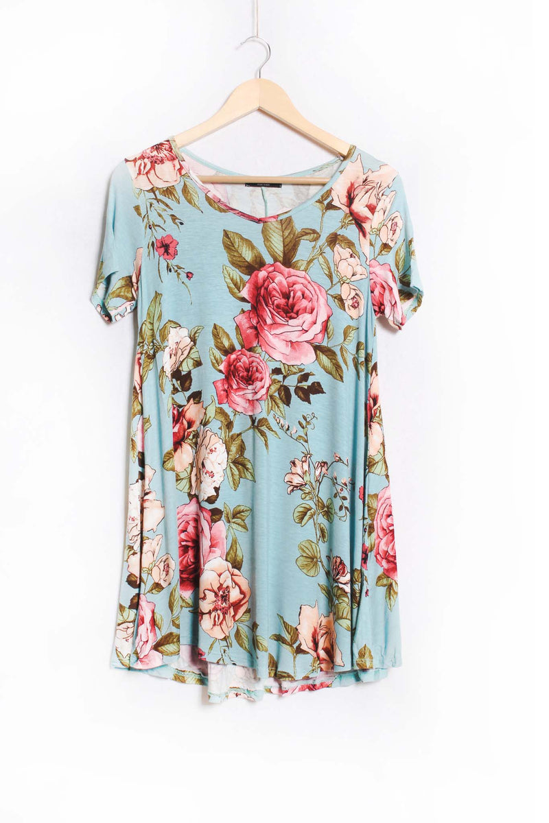 Women's Short Sleeve Scoop Neck Floral Print Top