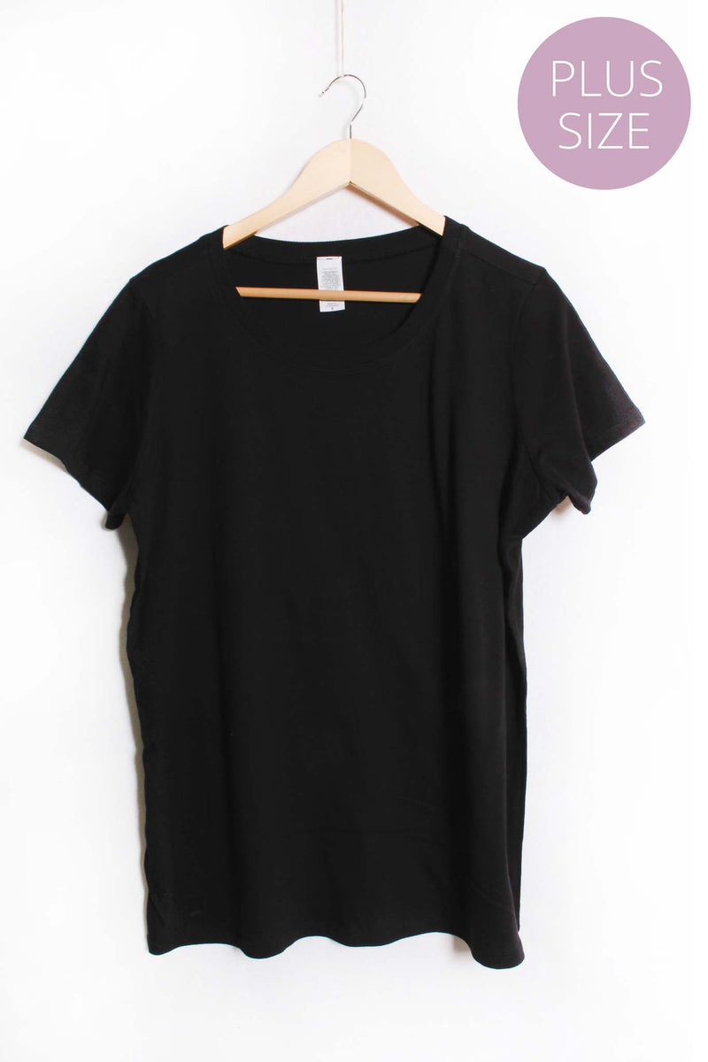 Women's Plus Short Sleeve Round Neck Solid Tee