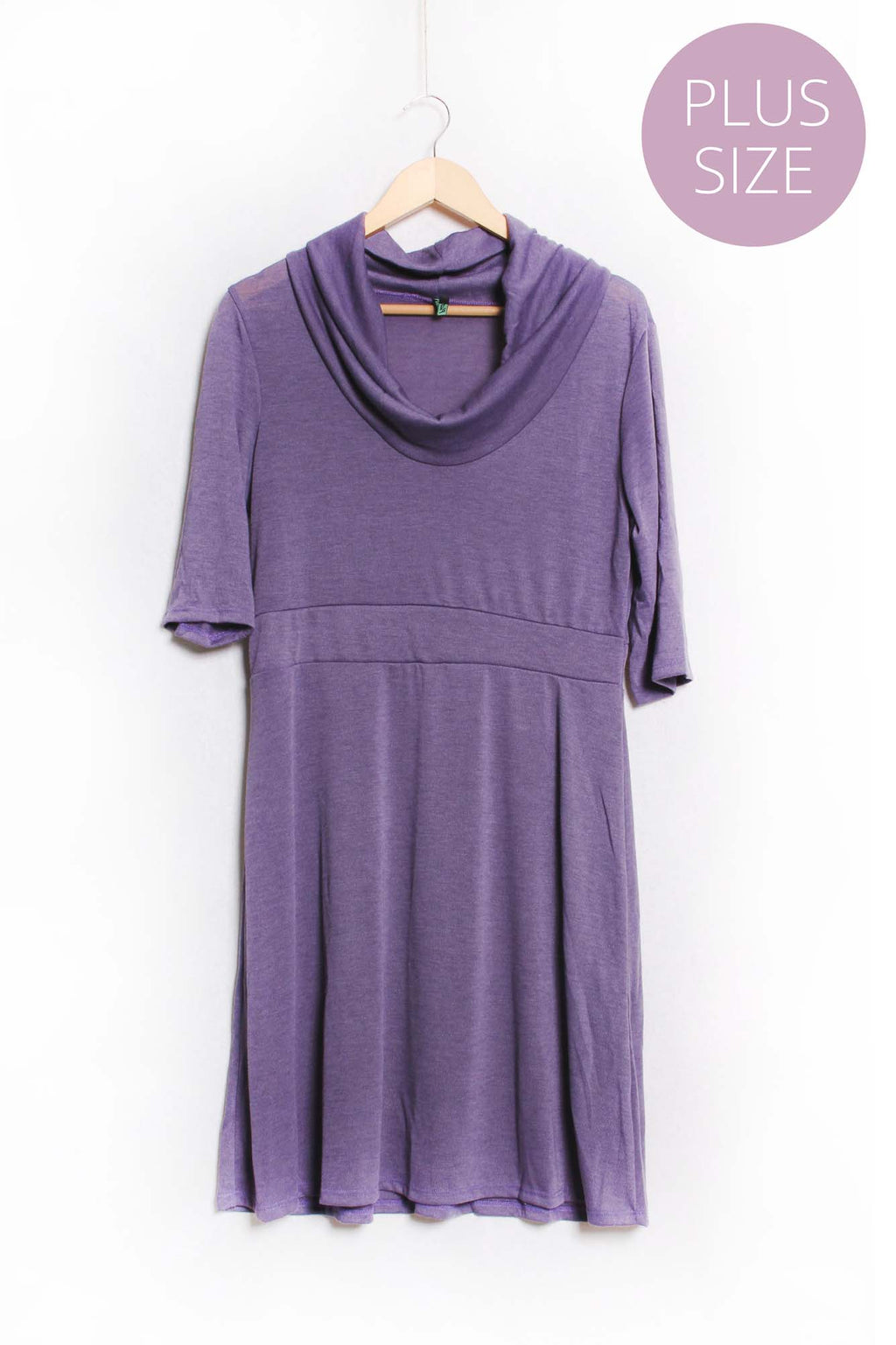 Women's Plus Half Sleeve Cowl Neck Mini Dress
