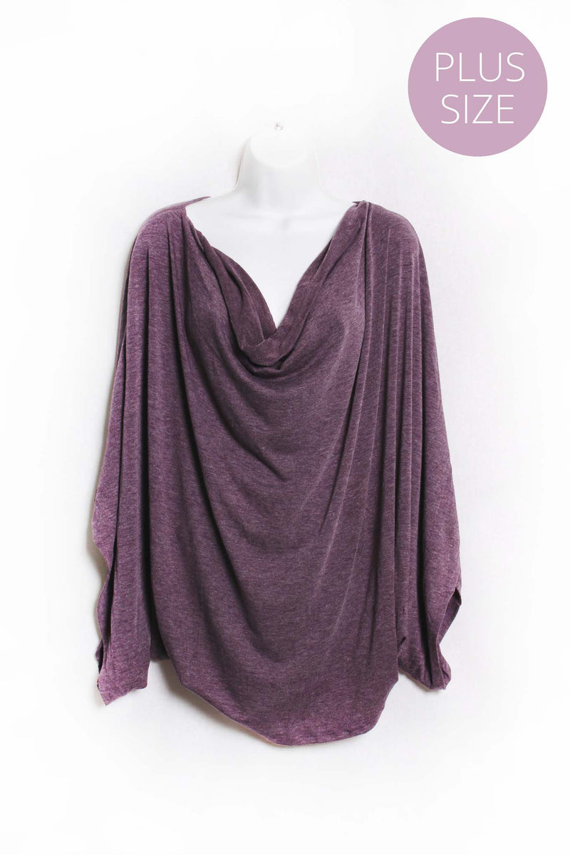 Women's Plus Dolman Sleeve Cowl Neck Solid Top