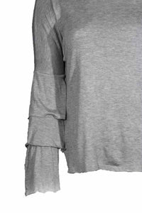 Women's Plus Layered Sleeve Scoop Neck Hi Low Hem Top
