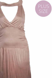 Women's Plus Sleeveless Key Hole Empire Maxi Dress