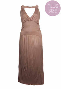 Women's Plus Sleeveless Key Hole Empire Maxi Dress
