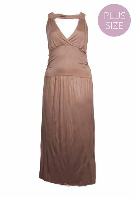 Women's Plus Sleeveless Key Hole Empire Maxi Dress