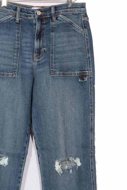 Women's Mid Rise 90's Baggy Distressed Denim With Cargo Pockets