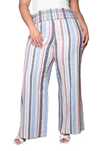 Women's Plus Size High Waisted Palazzo Linen Blend Pants