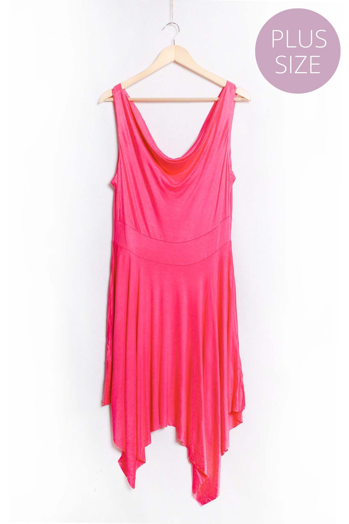 Women's Plus Sleeveless V Neck Hi Low Ruffle Hem Midi Dress