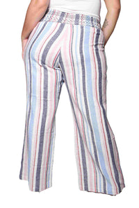 Women's Plus Size High Waisted Palazzo Linen Blend Pants