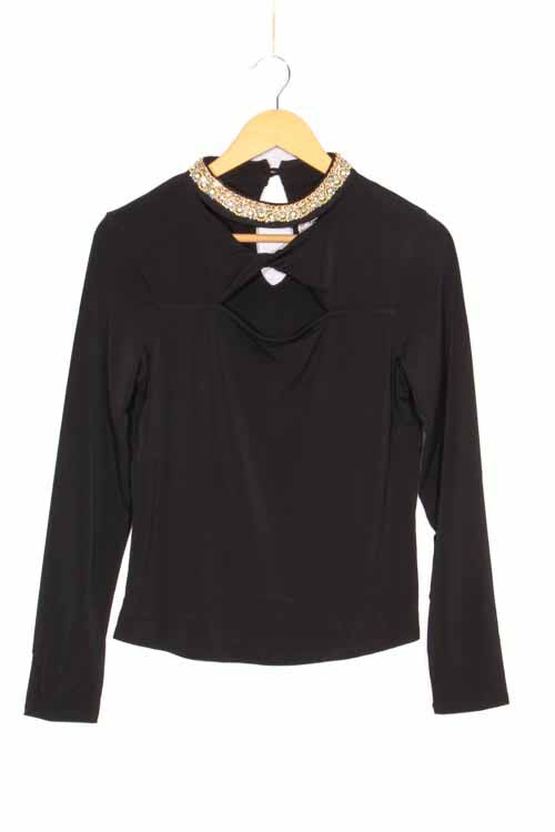 Women's Long Sleeve Twisted Keyhole Embellished Mock Neck Top
