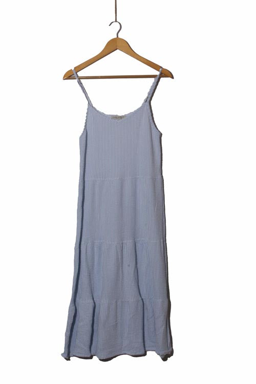 Women's Sleeveless Cami Textured Stripe Tiered Midi Dress