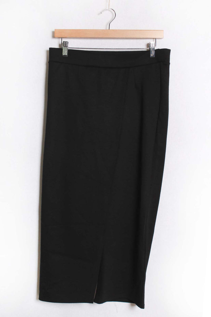 Women's High Waist Side Slit Solid Skirt