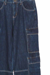 Women's Low Rise Side Cargo Pocket Dark Denim