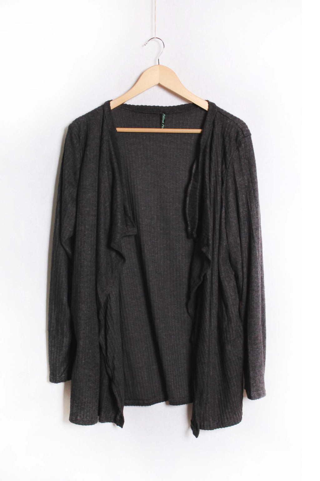 Women's Long Sleeves Open Front Ribbed Cardigan