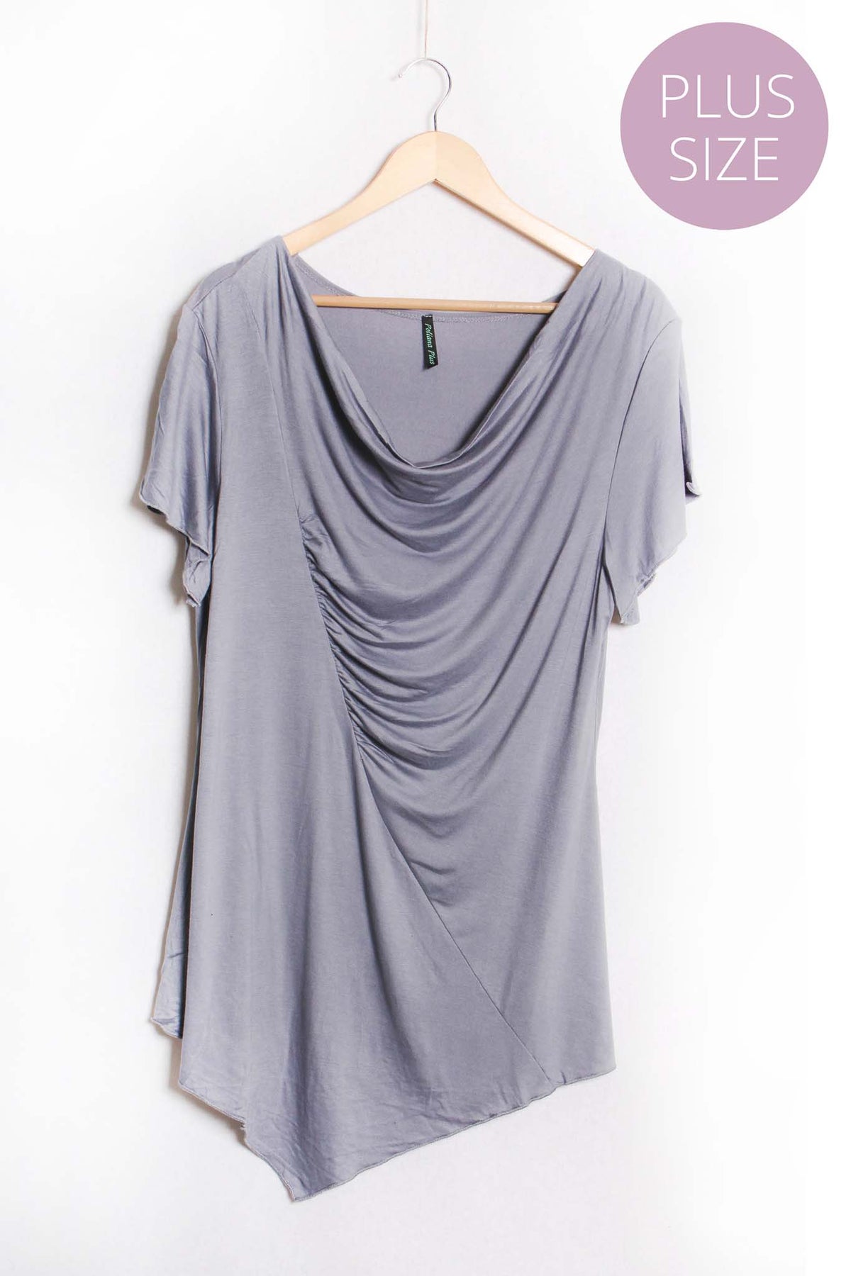 Women's Plus Ruffle Short Sleeve Cowl Neck Top