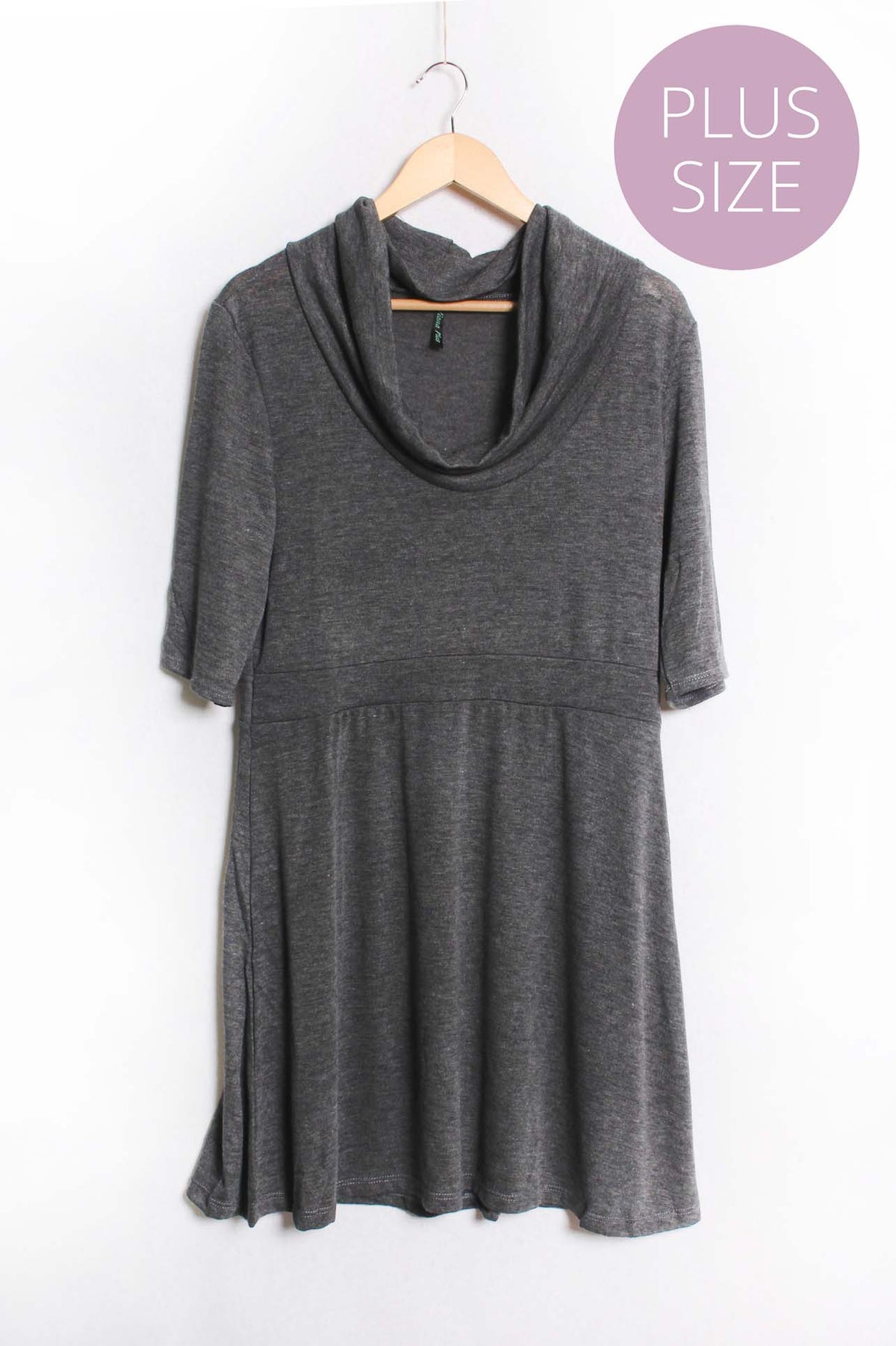 Women's Plus Half Sleeve Cowl Neck Mini Dress