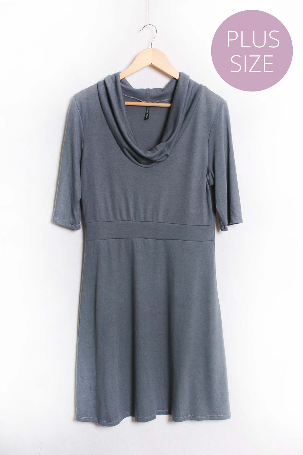Women's Plus Half Sleeve Cowl Neck Mini Dress