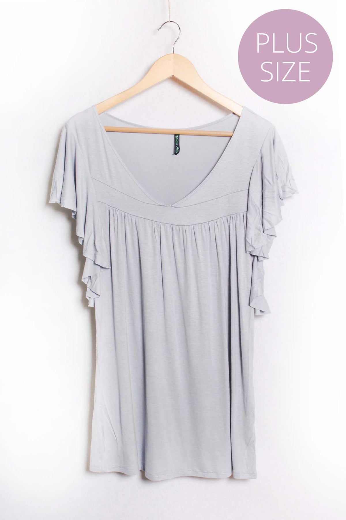 Women's Plus Ruffle Sleeve V Neck Pleated Top