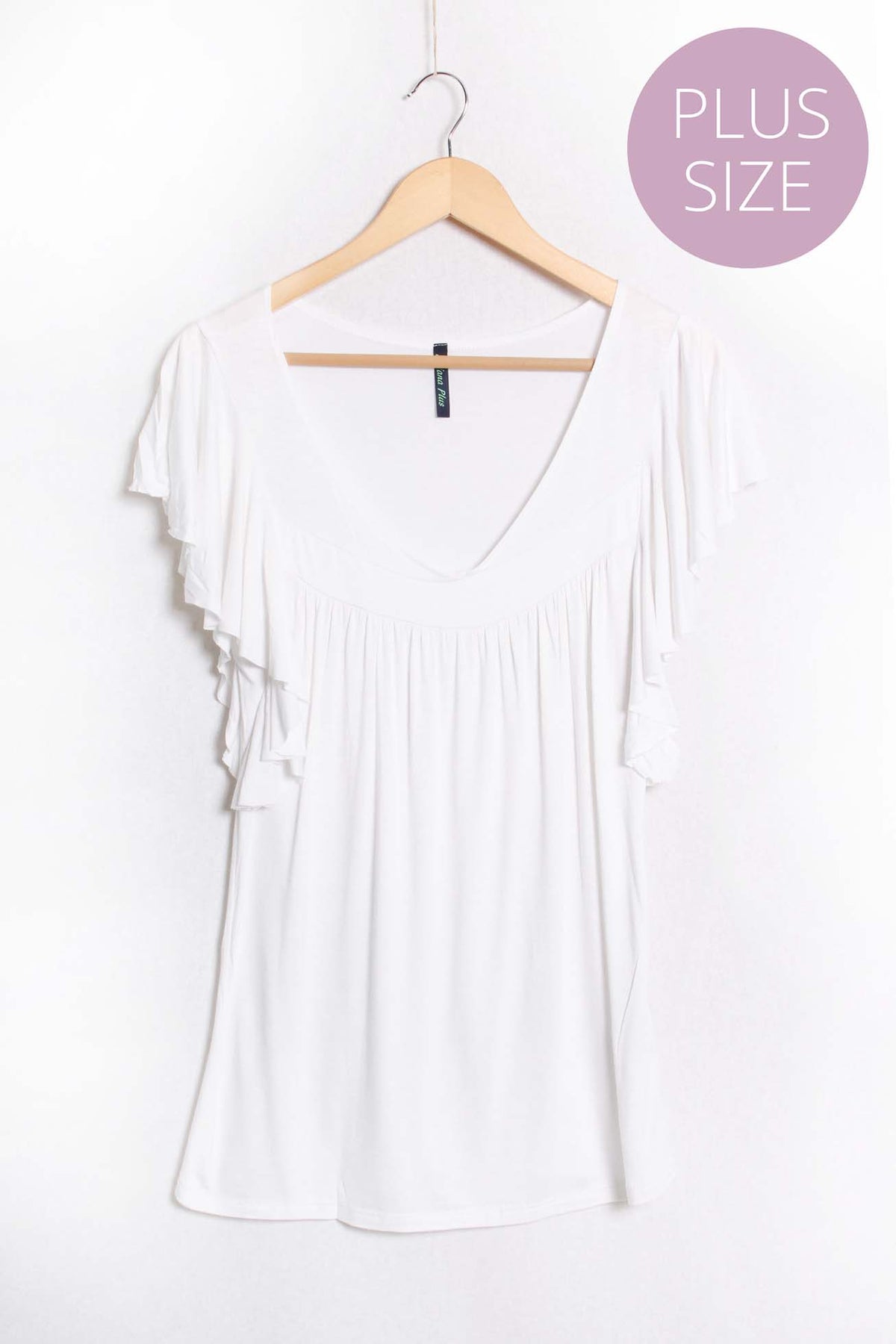 Women's Plus Ruffle Sleeve V Neck Pleated Top