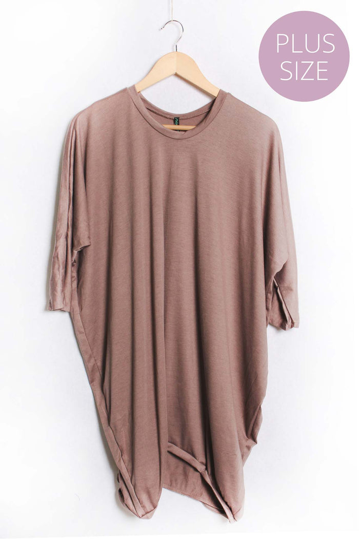 Women's Plus Half Sleeve Round Neck Solid Top