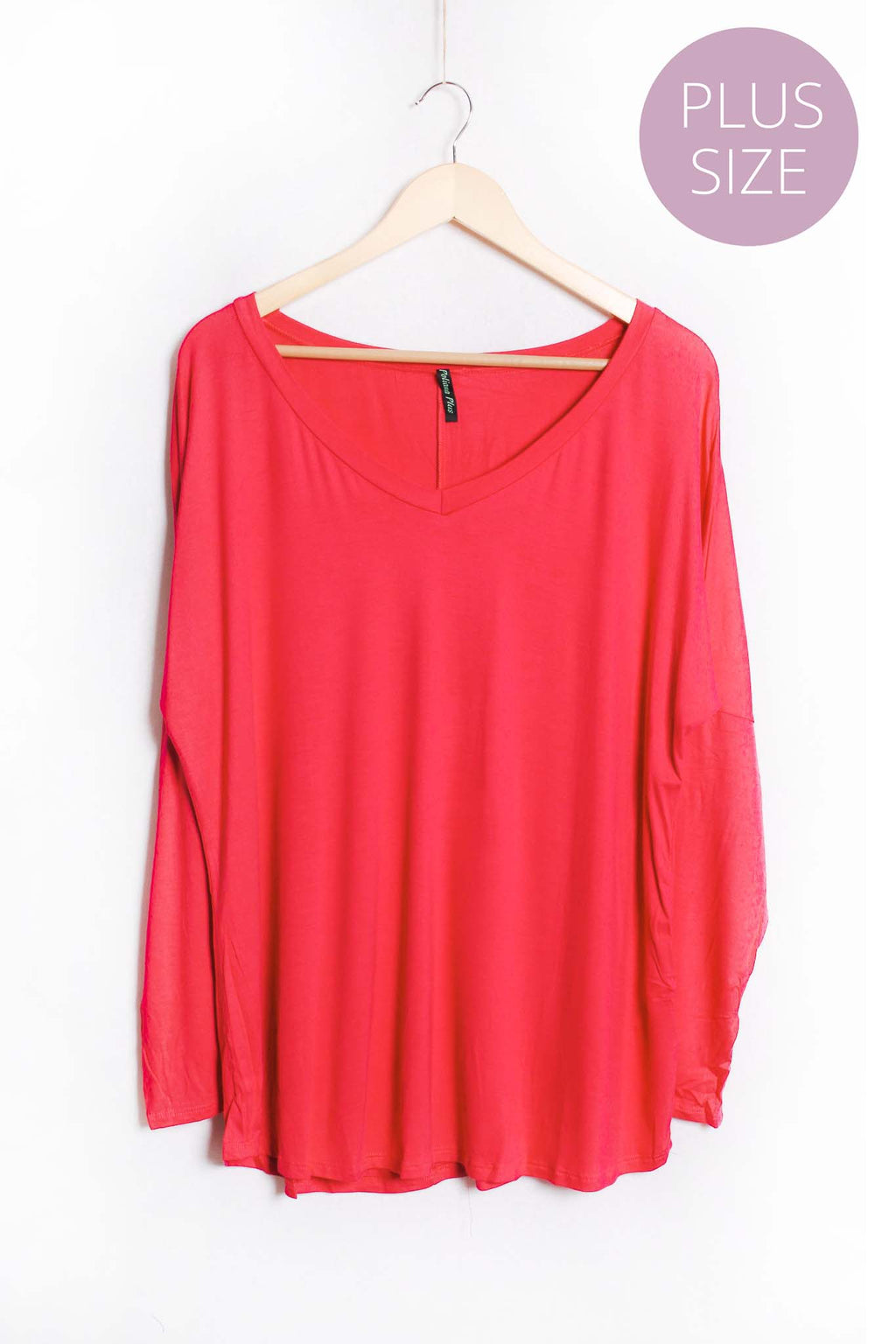 Women's Plus Dolman Sleeve V Neck Solid Top