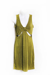 Women's Sleeveless V Neck Cut Out Shimmer Dress