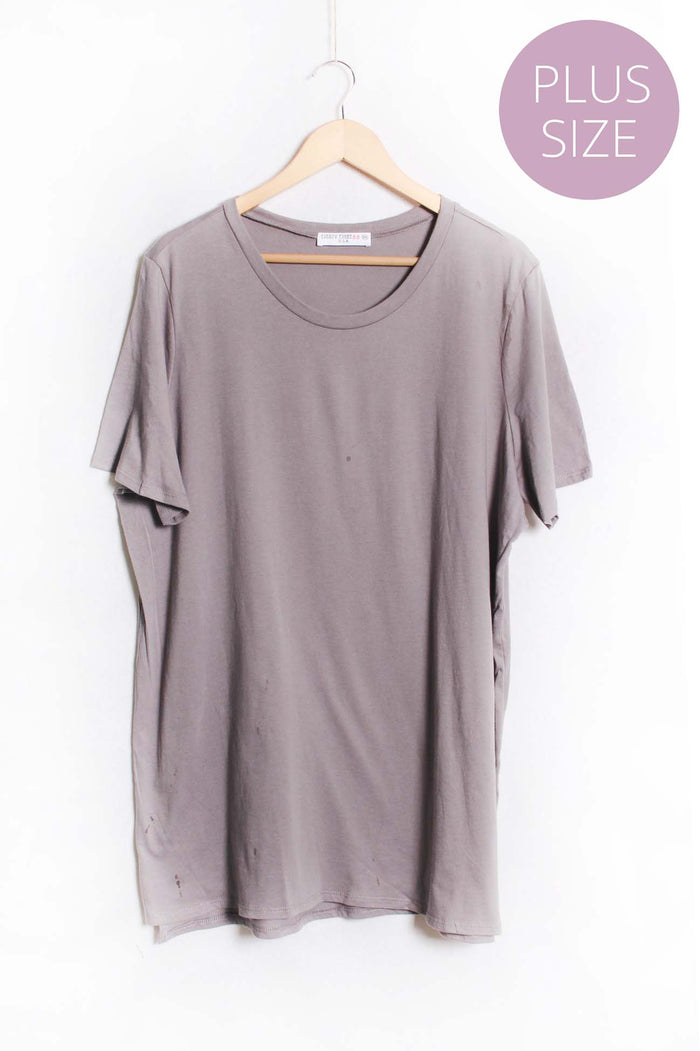 Women's Plus Short Sleeve Scoop Neck Solid Top