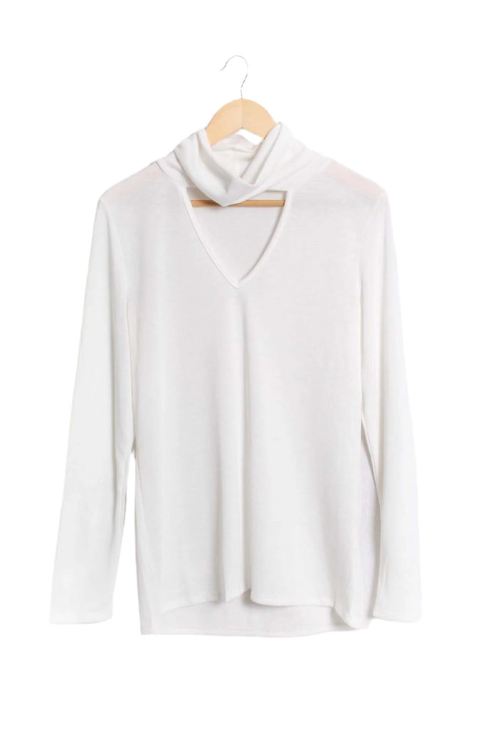 Women's Plus Long Sleeve Turtleneck Cut Out Top