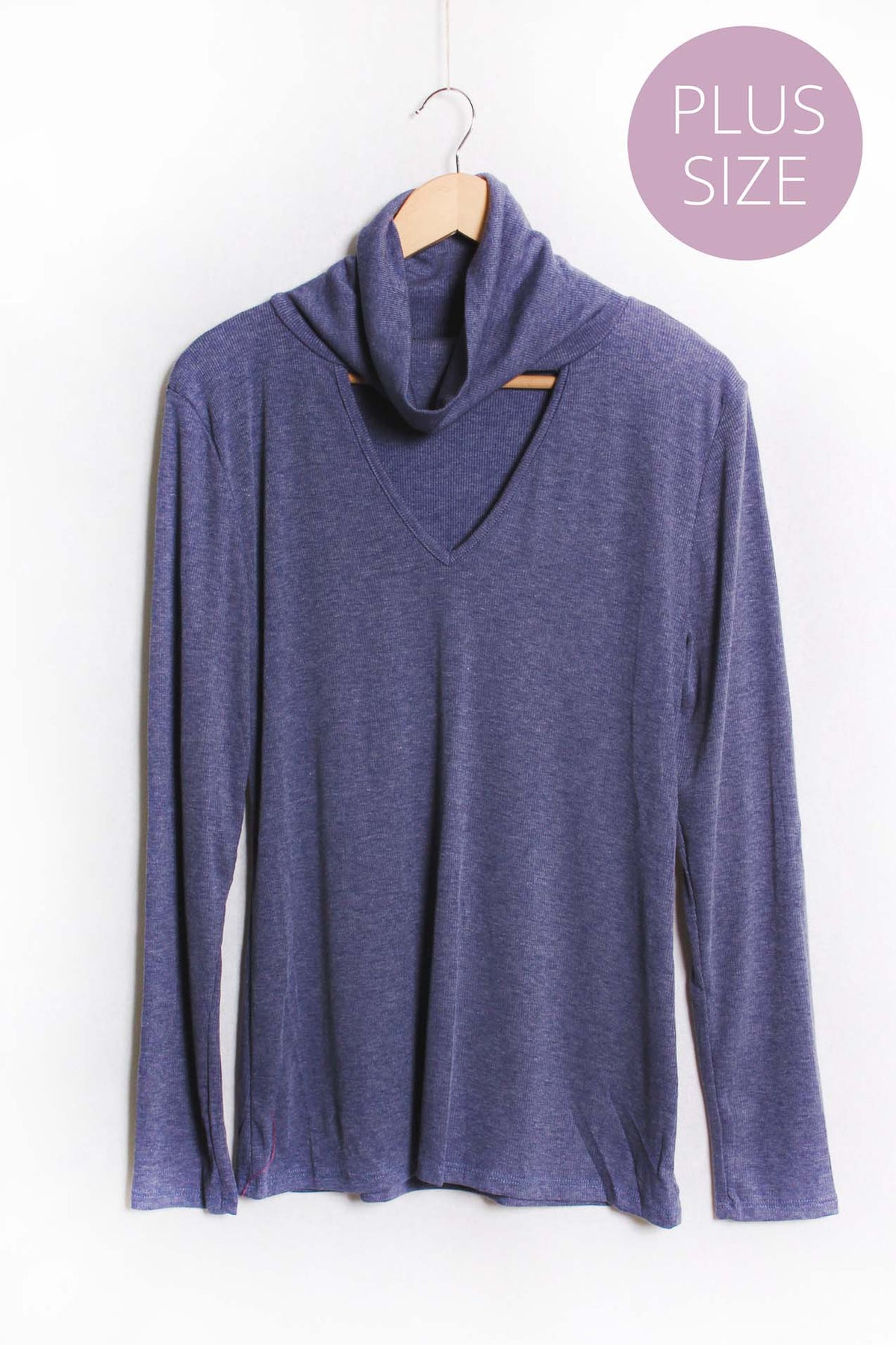 Women's Plus Long Sleeve Turtleneck Cut Out Top
