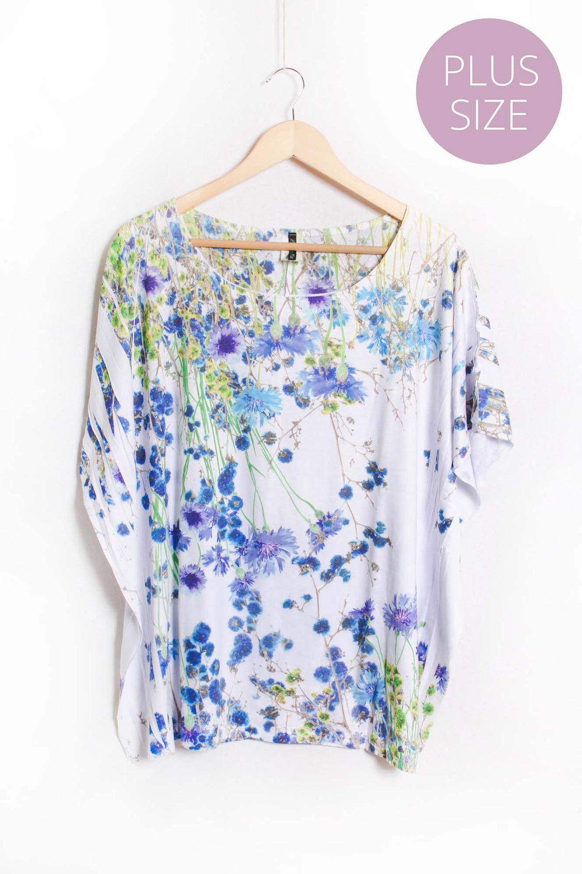 Women's Plus Cap Sleeve Boat Neck Floral Print Top